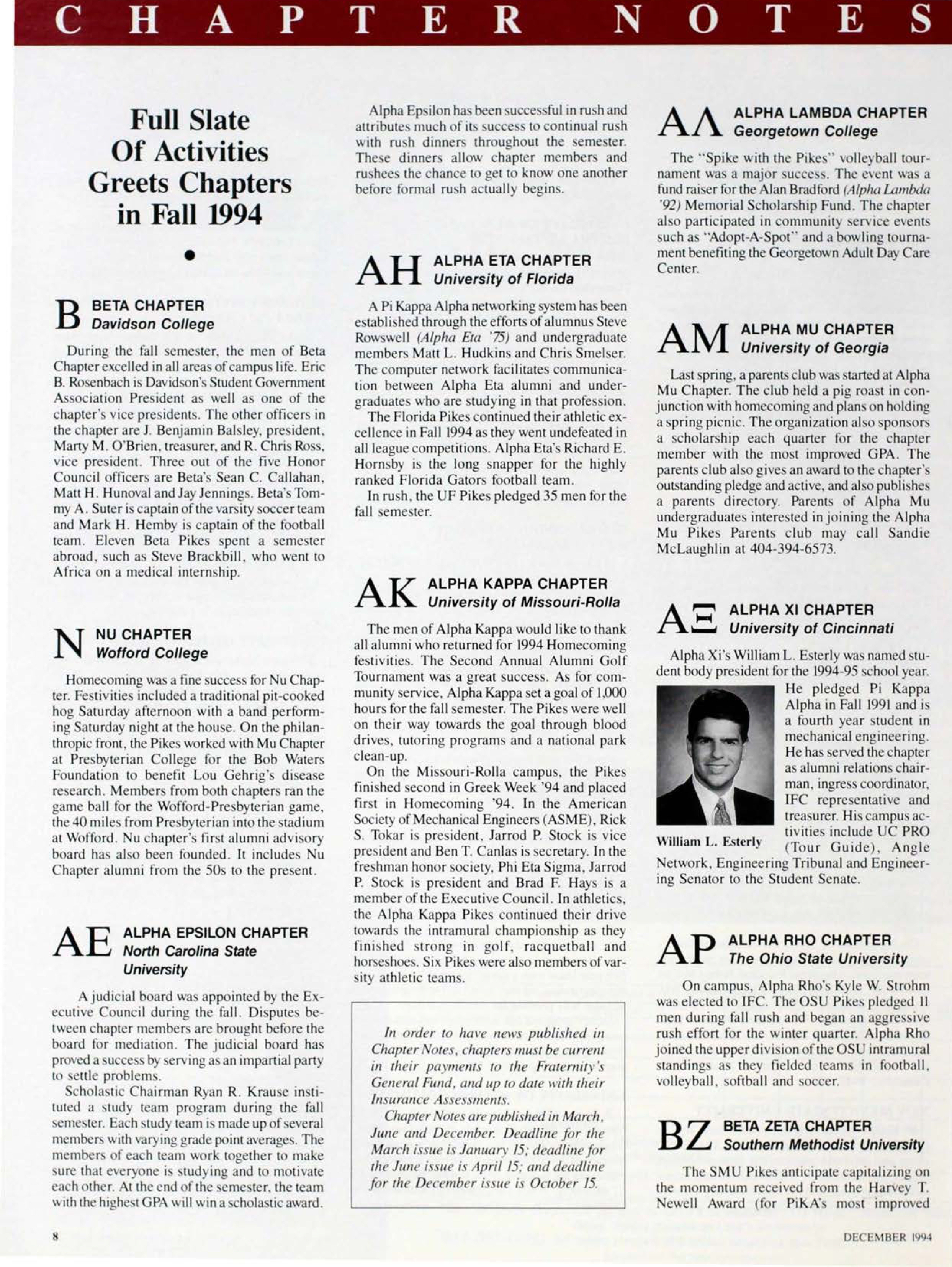 Chapter Notes, December 1994